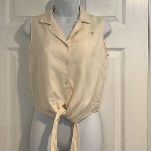 NWOT TOMMY BAHAMA 100% Silk Cream Neutral Resortwear Coastal Grandma Blouse 2